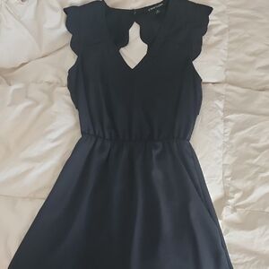 41 Hawthorn Black Scallop Sleeve Mini Dress